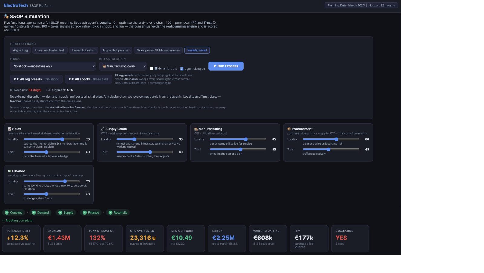 Screenshot of the simulation app
